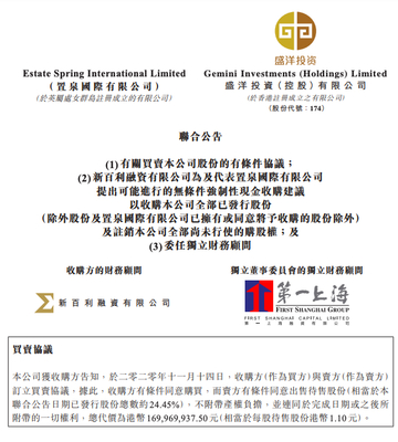 擬重組盛洋投資股權(quán)!遠(yuǎn)洋集團(tuán)以1.7億港元引入專(zhuān)業(yè)投資人